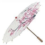 Chinesischer Papier Regenschirm Regenschirme Einziehbare klassische handgefertigte Ölpapier Regenschirm Malerei Tanzen Requisiten Regendicht Sonnenschirm mit Pflaumenblüten & Holzgriff