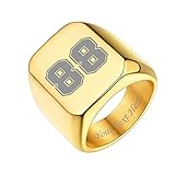 Bestyle Siegelring Herren mit Gravur Quadrat-ring Herren Erinnerungsgeschenk Signetring Mädchenring Hip Hop Ring Gold 67