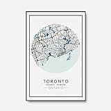 RIQWOUQT Stadtplanen Poster,Weltstadtplan Toronto Wandkunst Poster Und Druck Leinwand Malerei Bild Für Wohnzimmer Moderne Wohnkultur,40 * 60Cm
