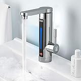3300W Elektrische Wasserhahn Sofort Warm Armatur für Bad/Küche Durchlauferhitzer mit digitale Wassertemperaturanzeige 360° Drehbar