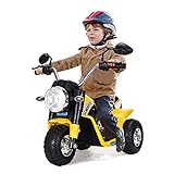 GOPLUS Elektromotorrad Kinderfahrzeuge, Kinderauto mit 3 Rädern mit Akku, Vorwärts- und Rückwärtsfunktion mit Scheinwerfer und Sprecher, 20W Motor Wiederaufladbar, für Junge und Mädchen (Gelb)