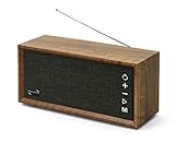 Dynavox FMP3 BT, kompaktes FM-Küchenradio in edlem Holz-Design, portabler Wireless-Lautsprecher mit BT-Funktion, Lange Akku-Laufzeit