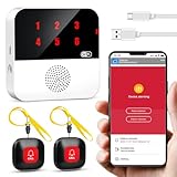 Notrufknopf Für Senioren, Mobiler Alarm Notruf Knopf, unk Funktioniert Pflegeruf Set Für Ältere Menschen mit 2 Sender Und 1 Empfänger, Kompatibel mit Tuya Smart/Smart Life/Alexa (Unterstützt Wi-Fi 2.4