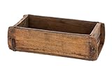 Spetebo Ziegelform Holzkiste mit Metall Beschlägen 30 x 15 cm - 1er Pack - Vintage Deko Kiste aus Altholz - Dekokiste Allzweck Box aus altem recyceltem Holz shabby used look