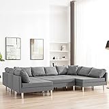 Modulares Sofa, Ecksofa Metallrahmen Polstersofa Wohnlandschaft U Form Hellgrau 293,5 x 187 x 57 cm