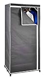 Spetebo Stoffschrank 160 cm mit Kleiderstange - grau - Kleiderschrank Faltschrank Stoffkleiderschrank