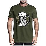 T Shirt Herren Bier Shirt Tshirt Herren Oversize T-Shirt Herren Sommer Herren-T Basic Tshirt Herren Herren T Shirt Sommer T-Shirt Männer Sport Shirt Männer Shirts Herren Sommer(5-Dark Green,L)