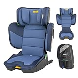 Jovikids Faltbar Kindersitz mit ISOFIX, i-Size R129 Kinderautositze ca. 3-12 Jahre (100-150cm), Kindersitzerhöhung mit Rückenlehne, Geeignet für Reisen (blau)