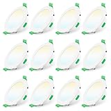 ALUSSO LED Einbaustrahler 230V Dimmbar 68mm 7W Ultra Flach IP44 LED Spots Warmweiß Neutralweiß Kaltweiß Deckenspots für Badezimmer Küche Wohnzimmer, Weiss, 12er S
