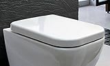 Eckiger WC-Sitz mit Absenkautomatik Weiss, abnehmbarer Toilettensitz aus Duroplast, Ersatz-WC-Brille für CH101 und 101R WC-Deckel mit Soft-Close-Funktion