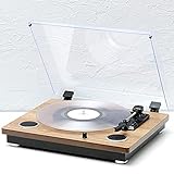 Vinyl-Plattenspieler, riemengetriebener Vintage-Phono-Plattenspieler mit 3 Geschwindigkeiten, Plattenspieler mit integriertem Phono-Verstärker und Lautsprechern, unterstützt 7/10/12 Zoll Schallplatten