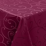 Homaxy Tischdecke Abwaschbar Rechteckig 130x160cm Polyester Tischtuch Tafeldecke Jacquard Tischwäsche Ornamente Schmutzabweisend Pflegeleicht, W