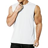 MEETYOO Herren Tank Top Achselshirts Sport Ärmelloses Shirt Unterhemd Fitness Sleeveless Für Running Jogging Gym Vest, Weiß, XL EU