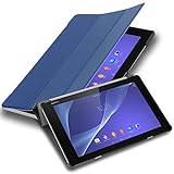 Cadorabo Tablet Hülle für Sony Xperia Tablet Z2 (10,1' Zoll) SGP521 in Jersey DUNKEL BLAU – Ultra Dünne Book Style Schutzhülle mit Auto Wake Up und Standfunktion aus Kunstleder