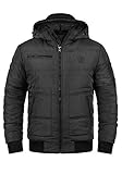 Blend BHBoris Herren Jacke Winterjacke Steppjacke gefüttert mit Kapuze Reißverschlusstaschen Rippbündchen Regular fit, Größe:L, Farbe:Black Teddy (75126)