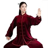 BFGDS Tai Chi Kleidung Frauen Männer Herbst Und Winter Samt Tai Chi Anzüge Kampfkunst Shaolin Kung Fu Taekwondo Trainingsanzug Morgengymnastik Tai Chi UniformB-Medium