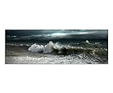 Paul Sinus Art Bilder Wand Bild - Kunstdruck 120x40cm Meer Wellen Dunkelheit Sturm