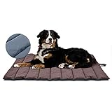 XIAPIA wasserdichte Hundematte für Outdoor, Waschbares Hundebett, Antistatik, Hygienisch, Faltbar, Große Reisedecke für Haustier 110x68 cm (Braun/Blau)