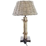 SIDCO Tischlampe Tischleuchte Korblampe Nachttischlampe Holz Lampe Treibholz 47cm