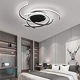 Moderne LED Dimmbare Deckenleuchte mit Fernbedienung Kücheninsel Lampe Esstisch Kreative Spirale Blumenform Design Metall Acryl Deckenleuchter Beleuchtung für Wohnzimmer Schlafzimmer (Schwarz)