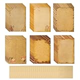 Qunkun 48 Blatt Vintage Briefpapier, 24 Kraftumschläge, Briefbogen Briefpapier Set, Doppelseitig Druckerpapier, Hochzeits Einladung Grußkarten, Mittelalterliches briefpapier, Motivpapier, Notizpap
