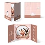 30 x Geburt Danksagungskarten Geburtskarten individuell mit Foto und Text für Mädchen Altarfalz - Rosa Wolken