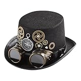 Steampunk Hut - Steampunk Zylinder mit auffälligem Design | Paillettenbrille FORCE Cap mit perfektem Partyzubehör | Hut Steampunk für auffallende Auftritte T