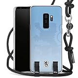 DeinDesign Carry Case kompatibel mit Samsung Galaxy S9 Plus Duos Hülle mit Kordel aus Stoff Handykette zum Umhängen schwarz TSV 1860 München Offizielles Lizenzprodukt Logo