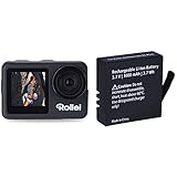 Rollei 40328 Action-Cam 8s Plus I 4K 60fps Unterwasserkamera mit Selfie-Display, Bildstabilisierung & Akku Zusatz Actioncam 8s 9s Plus, Ersatzakku mit 1000 mAh Kapazität Lithium Ionen, Schwarz