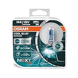 Osram COOL BLUE INTENSE H4, +100% mehr Helligkeit, bis zu 5.000K, Halogen-Scheinwerferlampe, LED-Look, Duo Box (2 Lampen)