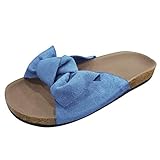 Sandalen Slipper Frauen Mode Fliege Flache Dicke Bottom Heel Beach Schuhe (36,Blau)