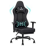 Gaming Chair Massage with Footrest Black Ergonomic Reclining Video Game Chair Recliner PC Computer Chair with Headrest & Lumbar Support for Adult BY RACER