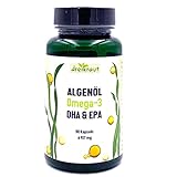 Algenöl Omega-3, dreikraut DHA & EPA, 90 vegane Kapseln, Monatspackung, 1251mg pro Tag, Deutsche Herstellung