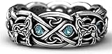 925 Thai Silber Wolf Ring, Celtic Wolf Ring und Blue Diamond Wolf Siegel Wolf Ehering Ewigkeitsband Celtic Wolf Schmuck Hochzeitsgeschenk Verlobungsring