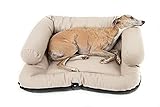 4L Textil Ella Strapazierfähiges Hundebett aus Kunstleder Hundesofa Gross Hundekissen Hundematratze für Grosse Hunde Hundeliege Tierkissen Haustierbett (L-110x90 cm, Cappuccino)