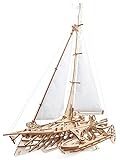 Ugears 3D Puzzle Trimaran Merihobus Schiff Segelboot Holzpuzzle Modellbau Set Denkspiel - DIY Puzzle Lernspielzeug - Umweltfreundlicher Holz Modellbausatz - Für Erwachsene & Kinder