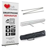 Rollup Banner 85 cm x 200 cm 'SMARTPHONE REPARATUR' inkl. Display, Halterung, Boden und Gestaltung