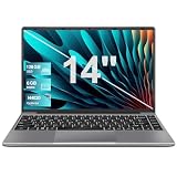 Laptop Win 10 con 5G WiFi, Laptops 14 Inch 6GB RAM 64GB SSD Erweiterung 512GB, BT 4.2 3.0 Übertragung Anschluss 1920*1080 FHD, Notebook With Mini Multimedia Anschluss & Deutscher Keyboardfilm-Grey