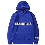 Angst vor Gott Essentials Herren Damen Hoodie, Unisex Langarm Mode Hoodies Pullover, lose und lässige Sweatwaren Sweatshirt Jacke Top (Color : Blau, Size : XXL)