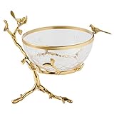 SJYDQ Obstplatte Dekoration Ornamente Haushalt Obstschale Korb Messing Europäische Luxus Obstplatte Licht Luxusglas (Color : Gold, Size : One Size)