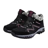 Generico Winterstiefel für Damen, winddicht, Après-Ski, Schneestiefel, aus Wildleder, lässig, Winterschuhe mit Fellfutter, mittelhohe Stiefel, für den Winter Outdoor Trekking, Warmes Rosa., 43 EU