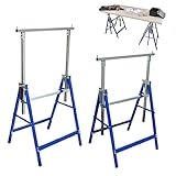 TEIGA 2x Gerüstbock höhenverstellbar | 81-130cm, klappbar, Stahl | 150kg Belastbarkeit pro Bock | Arbeitsbock Metall Stützbock Unterstellbock Klappbock 2er Set