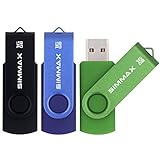 SIMMAX USB Stick 3 Stück 16GB Memory Stick Swivel-Design USB-Flash-Laufwerke Zip-Laufwerke (16GB Schwarz Blau Grün)