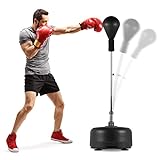 Punchingball Premium Boxstand I Höhenverstellbarer Standbox-Trainer inkl. Boxbirne 110-150 cm I Box Ständer Standboxtrainer für Boxing Workout (Schwarz)