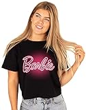 Barbie Cropped T-Shirt Womens Damen Neon Rosa Logo graue Oberseite XXL