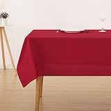 Deconovo Tischdecke Tischdecken Wasserabweisend Tischwäsche Lotuseffekt Tischtuch Tischdeko Tischwäsche, 130x160 cm, Rot, 1 Stück