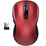 TedGem Kabellose Maus, Funkmaus 2.4G USB Wireless Maus, Tragbar Laptop Drahtlose Maus mit 6 Tasten, 3 Einstellbare DPI 1600/1200/800 für Laptop & PC, kompatibel mit Microsoft & macOS, Rot