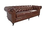 Vintage Line Chesterfield-Sofa 3-Sitzer Echtleder Sofa C