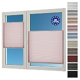 Sunlusso Klemmfix Plissee ohne Bohren Blickdicht (Rose Crash, 70 x 220 cm) - lichtdurchlässig, ohne Verdunkelung - Fensterrollos, Klemmrollos, Rollos für Fenster ohne B