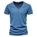 Herren T-Shirt Kurzarm Shirt mit V-Ausschnitt 100% Baumwolle Regular fit,Herren T-Shirt Basic T-Shirt mit V-Ausschnitt Oversized Tshirt Herren Herren T-Shirt V Ausschnitt Shirt V Ausschnitt H